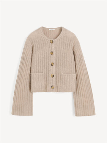 CIERROU RIB Cardigan Beige