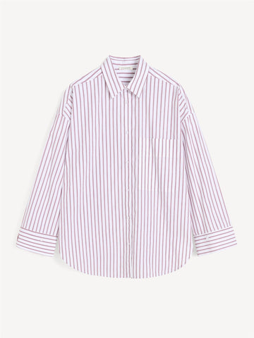 DERRIS Bomullsskjorte med burgunder Striper