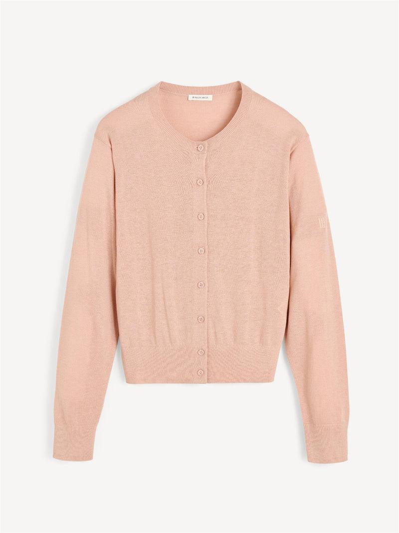MONTIE Cardigan i ull og silke miks Rosa
