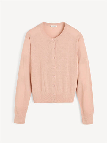 MONTIE Cardigan i ull og silke miks Rosa