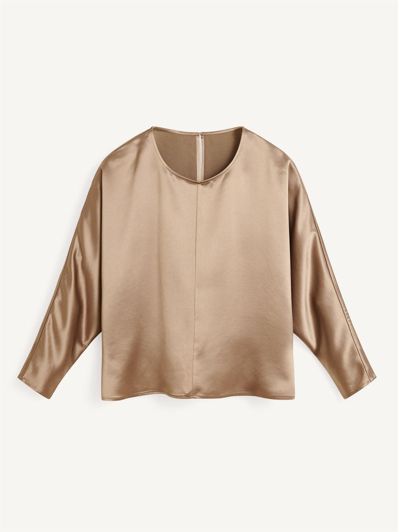 odellys, bluse, acetate, polyester, shitake brun, by malene birger