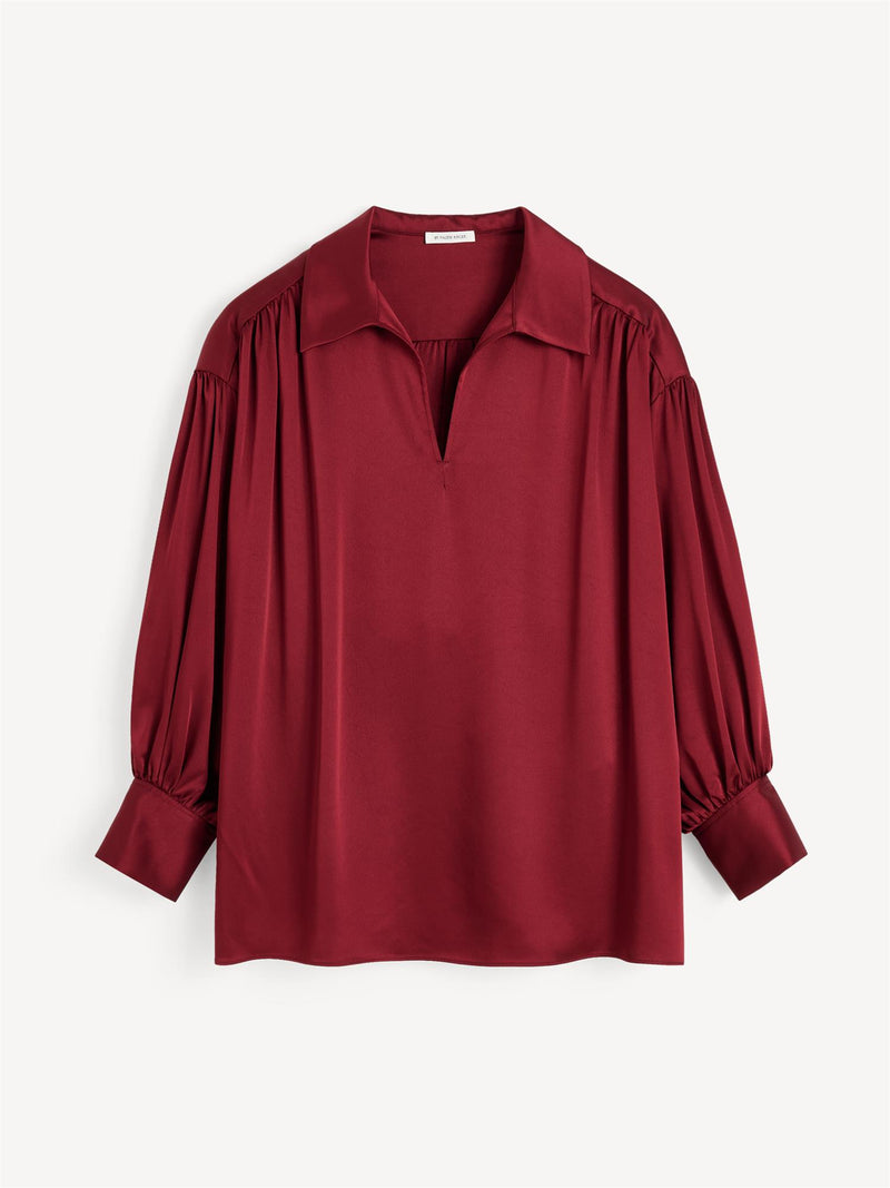 LEONORA Sateng bluse Burgunder