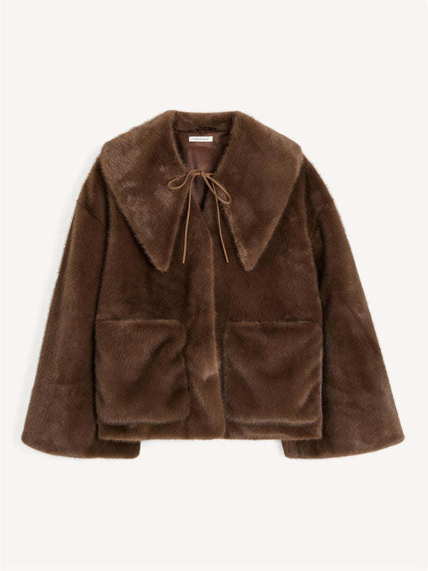 JACQUIE FAKE FUR Jakke Mørkebrun