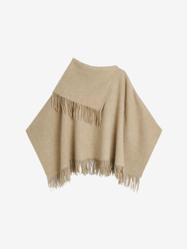 TURTMA Poncho med frynser Beige