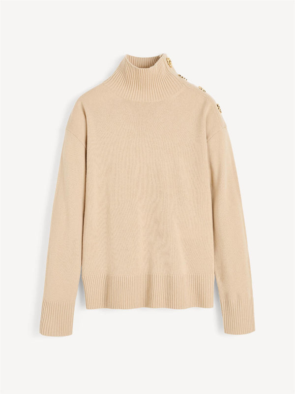 VANILLE Høyhalset genser i 100% ull Kremfarget