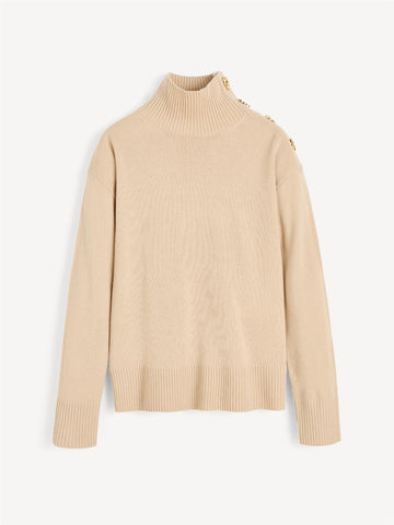 VANILLE Høyhalset genser i 100% ull Kremfarget
