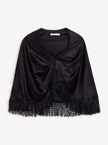 PINLO Cape med frynser Sort