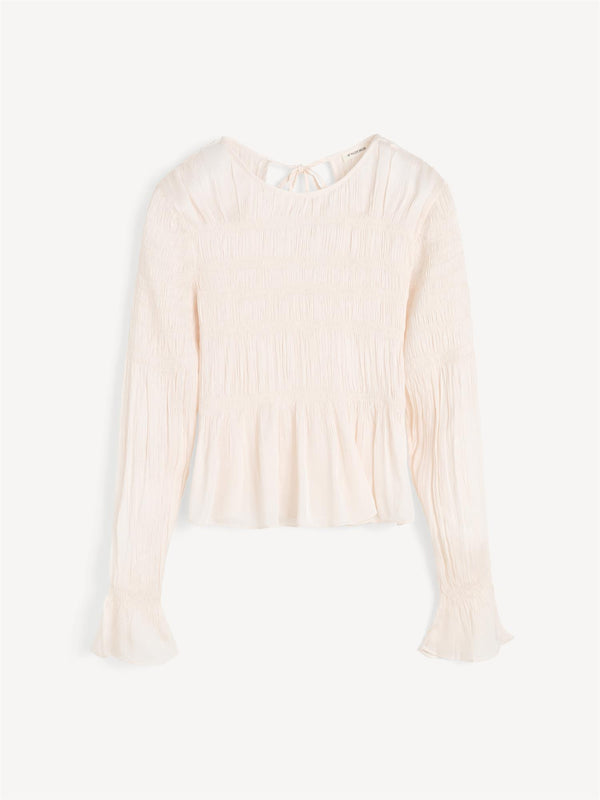 OVAS Bluse med struktur og dyp rygg Hvit