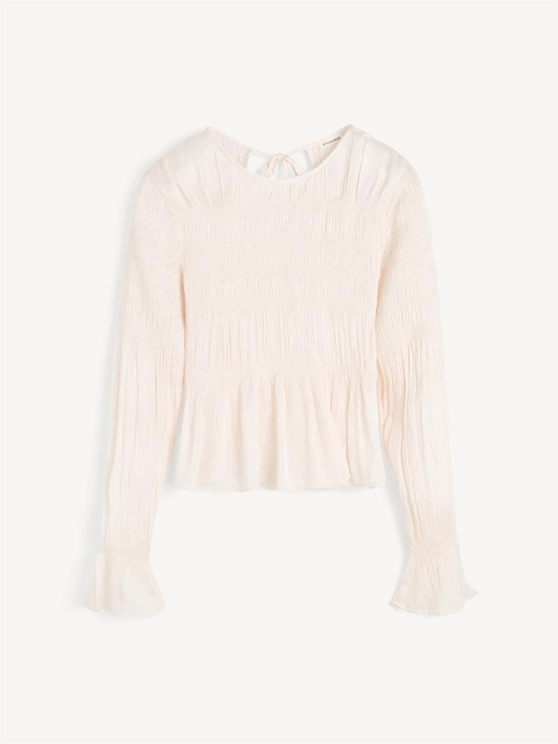 OVAS Bluse med struktur og dyp rygg Hvit