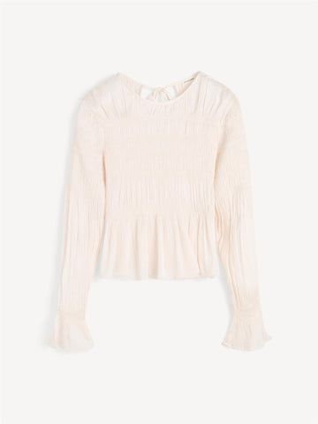 OVAS Bluse med struktur og dyp rygg Hvit