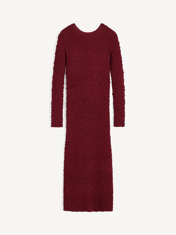 VENUS Lang kjole med struktur Burgunder