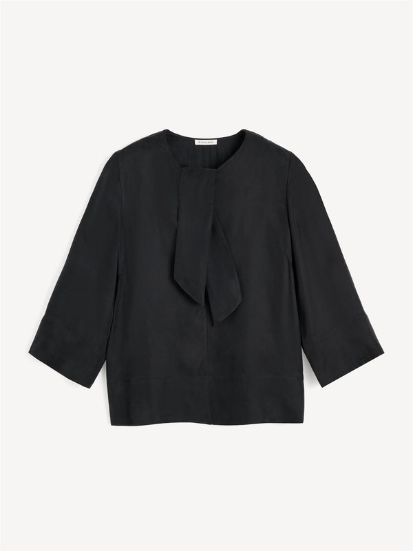 VEGA Bluse med knyting i halsen Sort