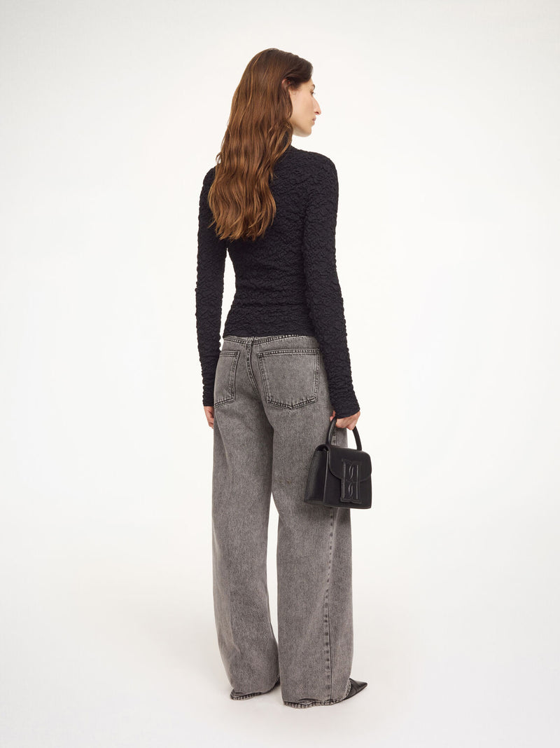 AURA Høyhalset genser med struktur Sort