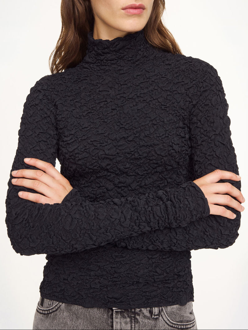 AURA Høyhalset genser med struktur Sort