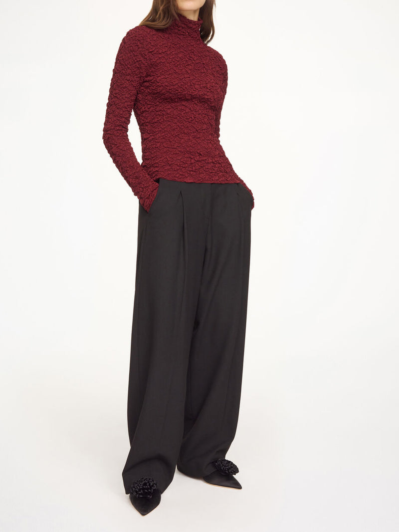 AURA Høyhalset genser med struktur Burgunder