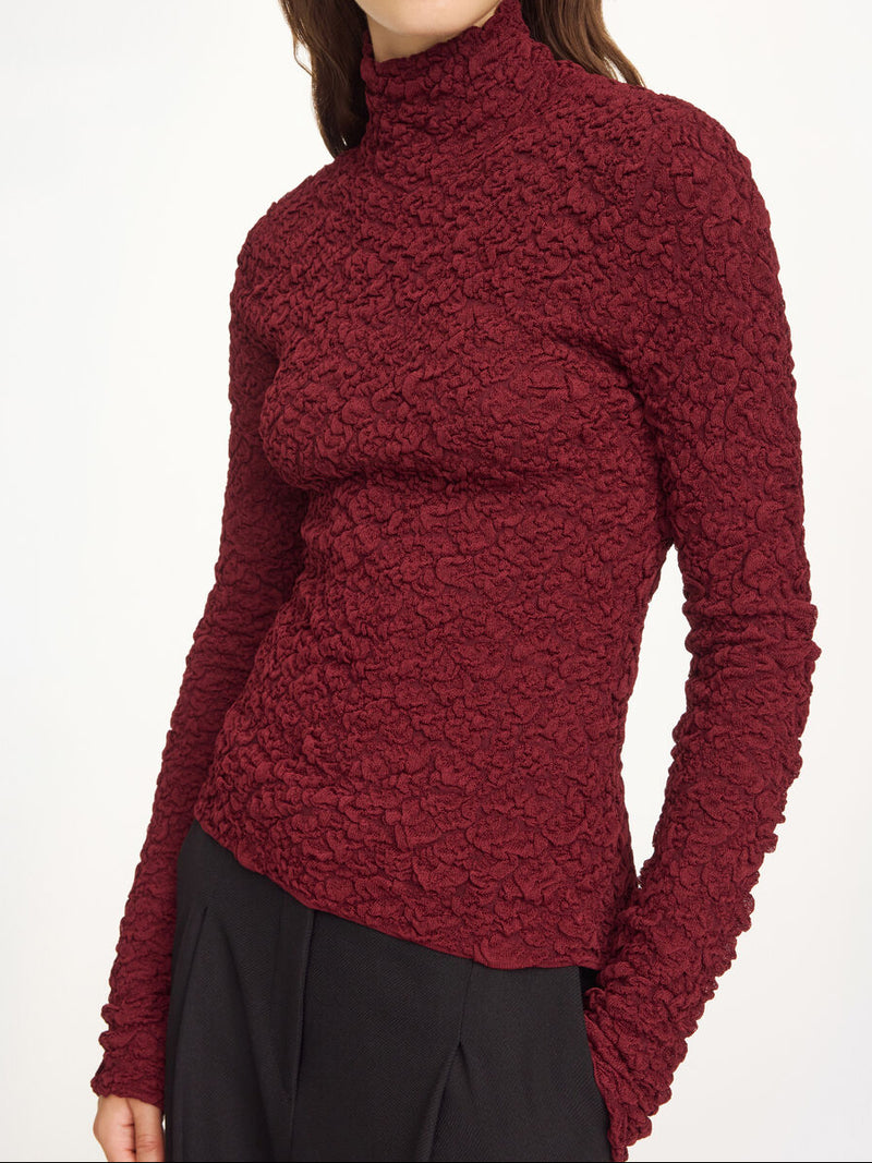 AURA Høyhalset genser med struktur Burgunder