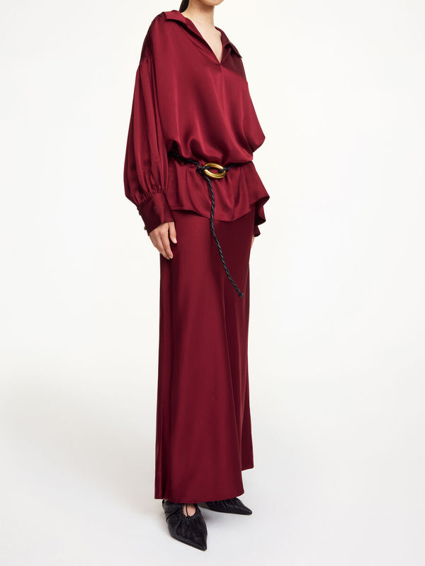 BARBARA Sateng skjørt Burgunder