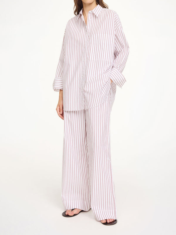 CABELLO Bomullsbukse, Hvit med burgunder Striper