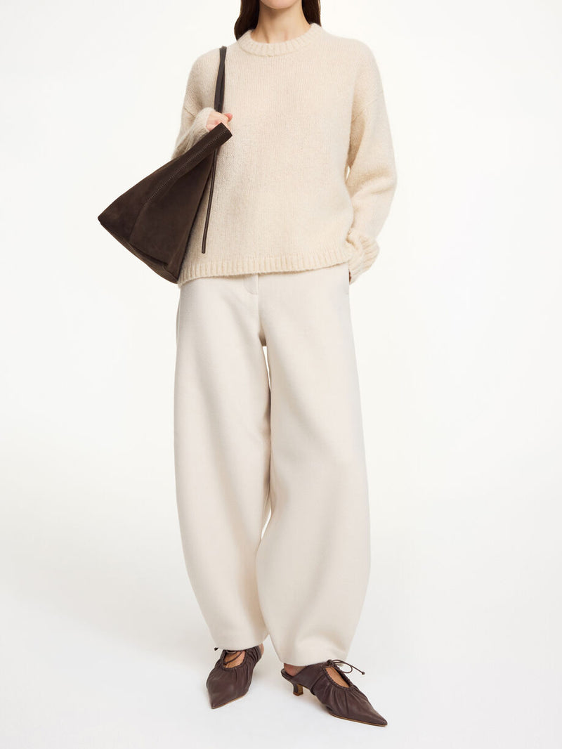 CARLIEN Bukse i 100% ull Kremhvit