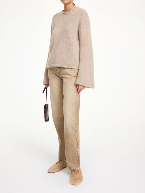 CIERRA BRAID Mohair genser, med flette-strikk Beige
