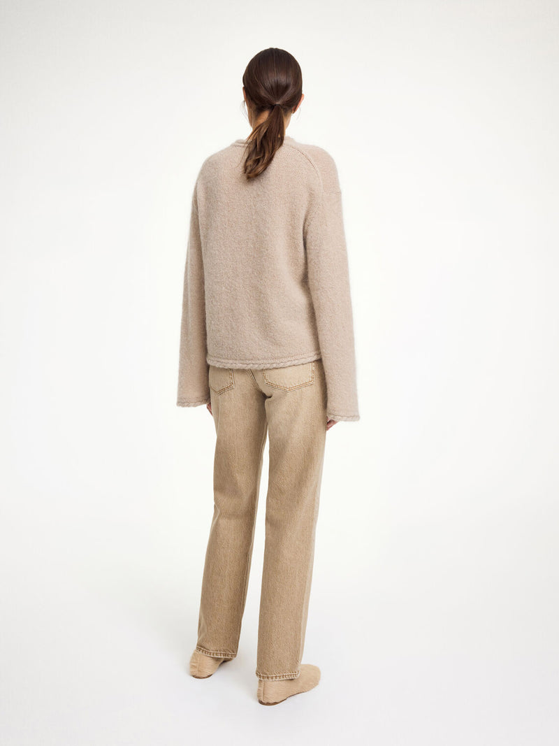CIERRA BRAID Mohair genser, med flette-strikk Beige