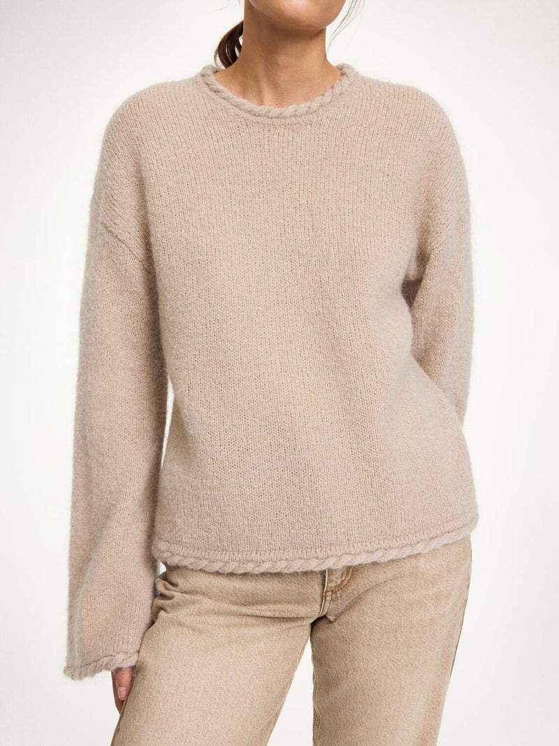 CIERRA BRAID Mohair genser, med flette-strikk Beige