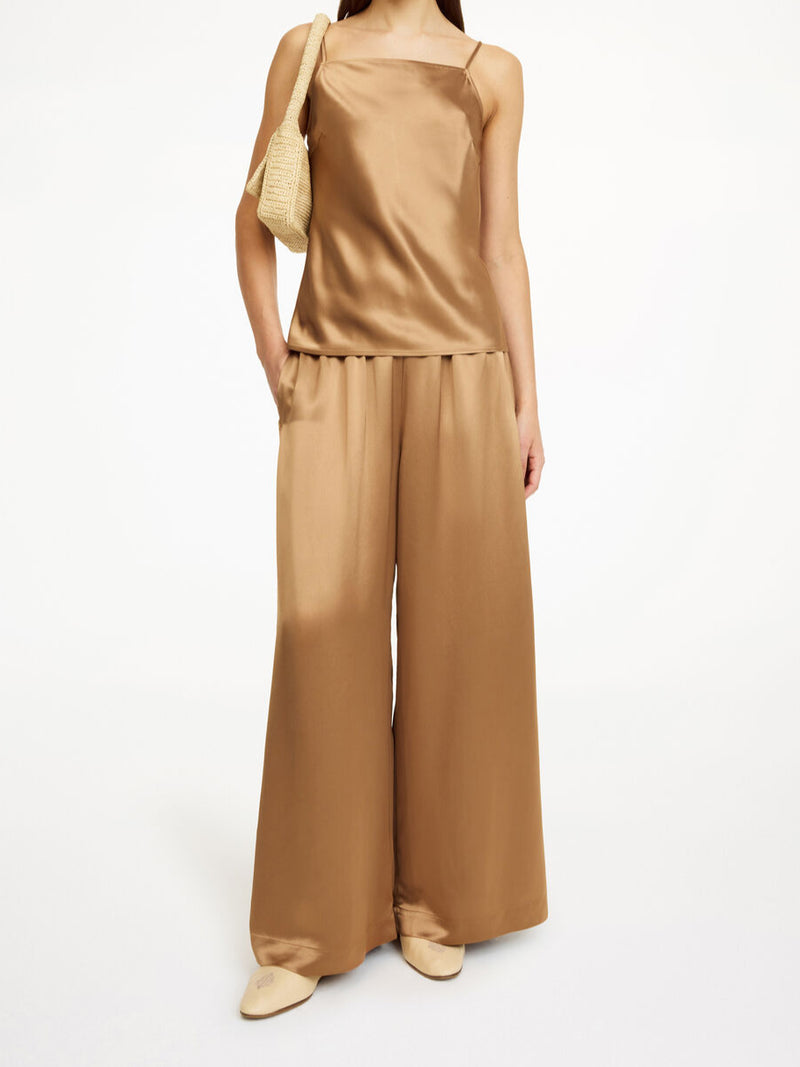 clorella, bukse, acetate, polyester, brun, By Malene Birger
