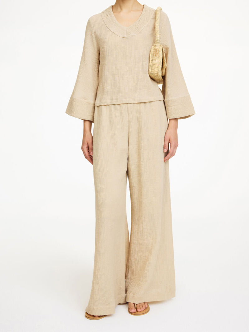 clorella, bukse, ramie, bomull, beige, By Malene Birger
