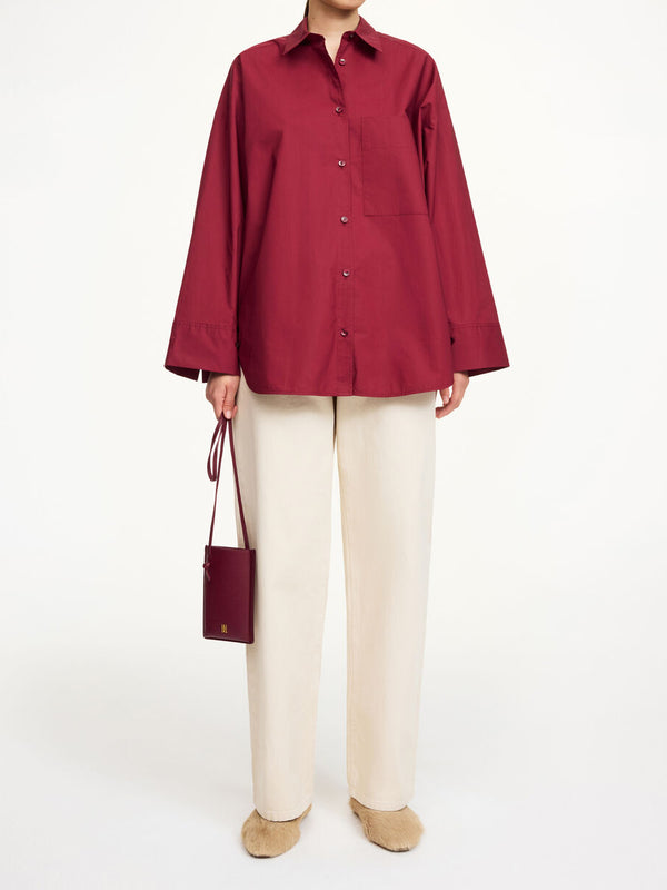 DERRIS Bomullsskjorte Burgunder