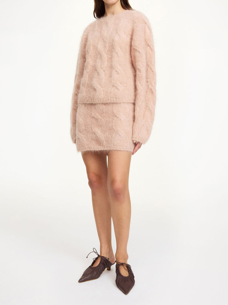 ELIOTTA Mohair skjørt med flette strikk Rosa