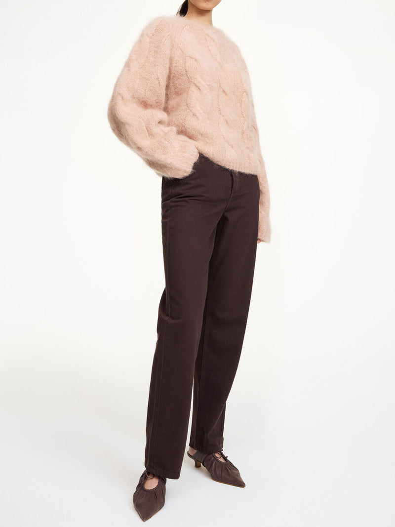 ELLIOT Mohair genser med flette strikk Rosa