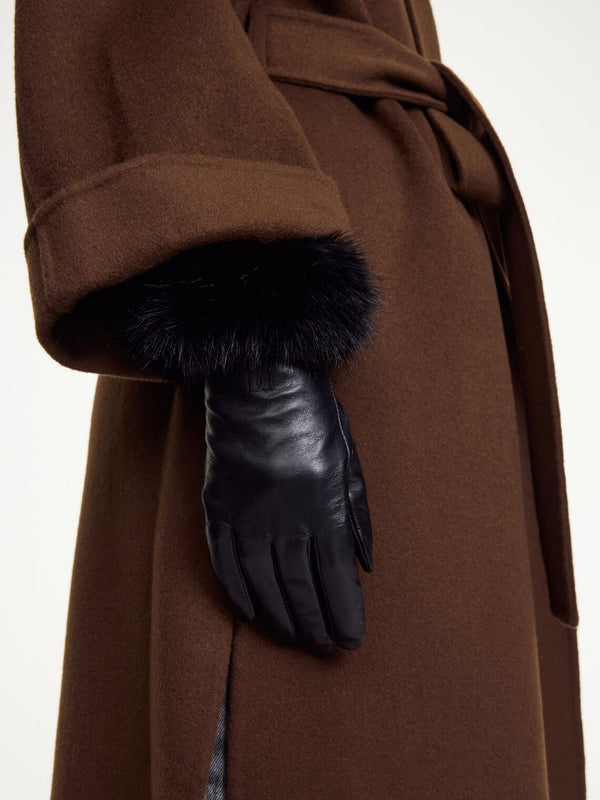 GENNA Skinnhansker med Faux Fur Sort