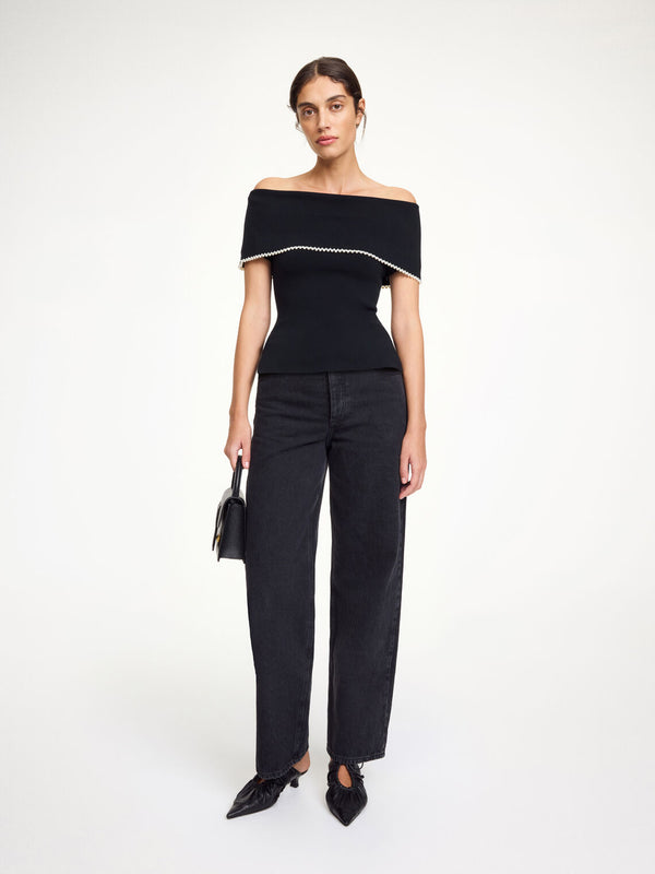HETHA "Off Shoulder" Topp med perler