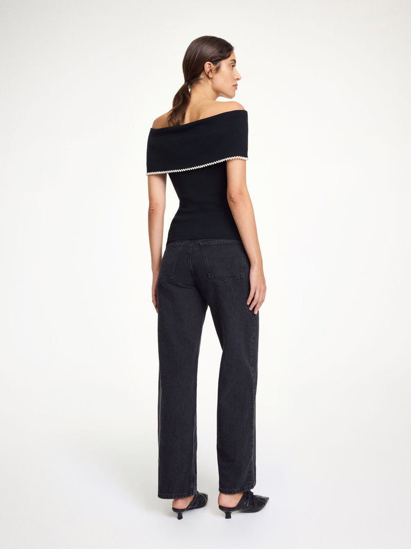 HETHA "Off Shoulder" Topp med perler
