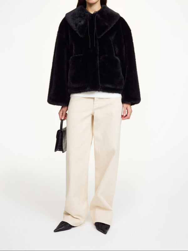 JACQUIE FAKE FUR Jakke Sort