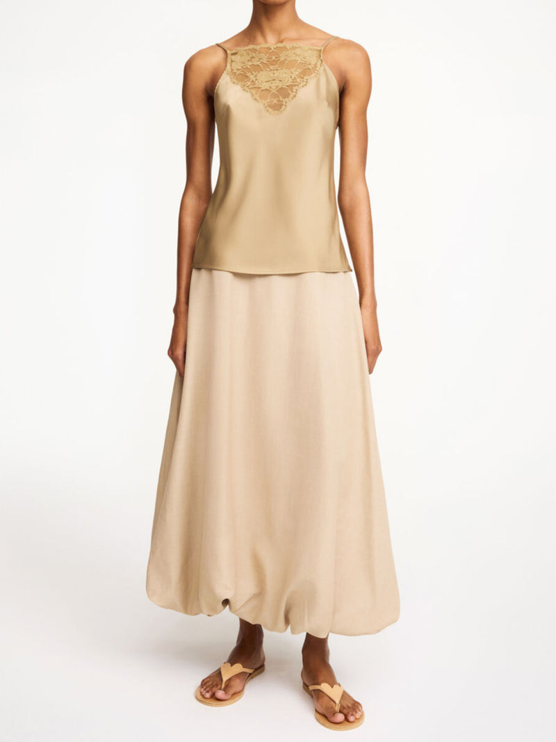 LEEBA Topp med Blonder Beige