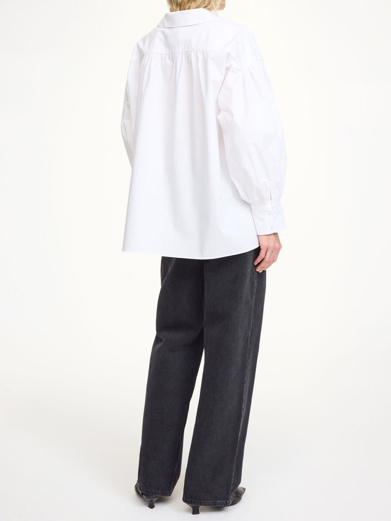 LEONORA Bomullsbluse Hvit