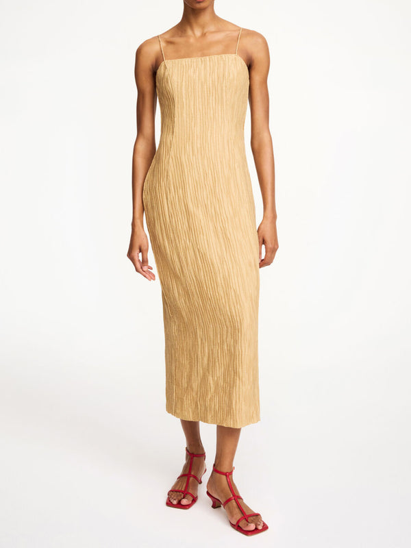 LUCILLE kjole med nett passform Beige