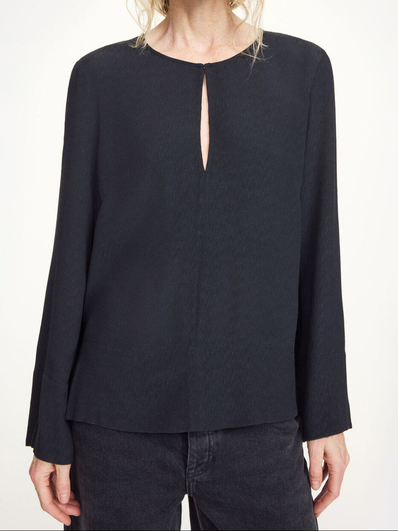 MALUKKA Bluse med lett struktur Sort