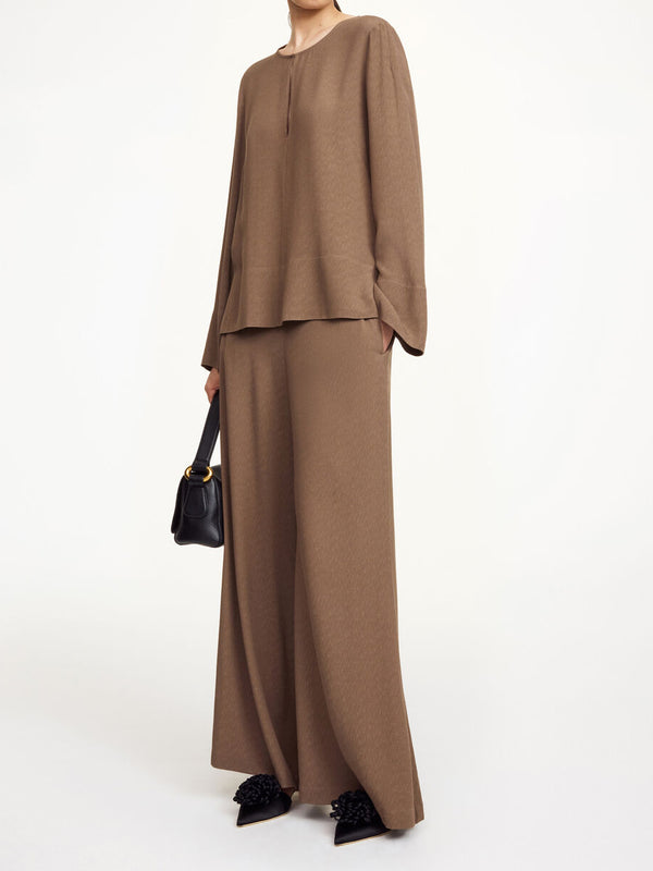 MALUKKA Bluse med lett struktur Brun