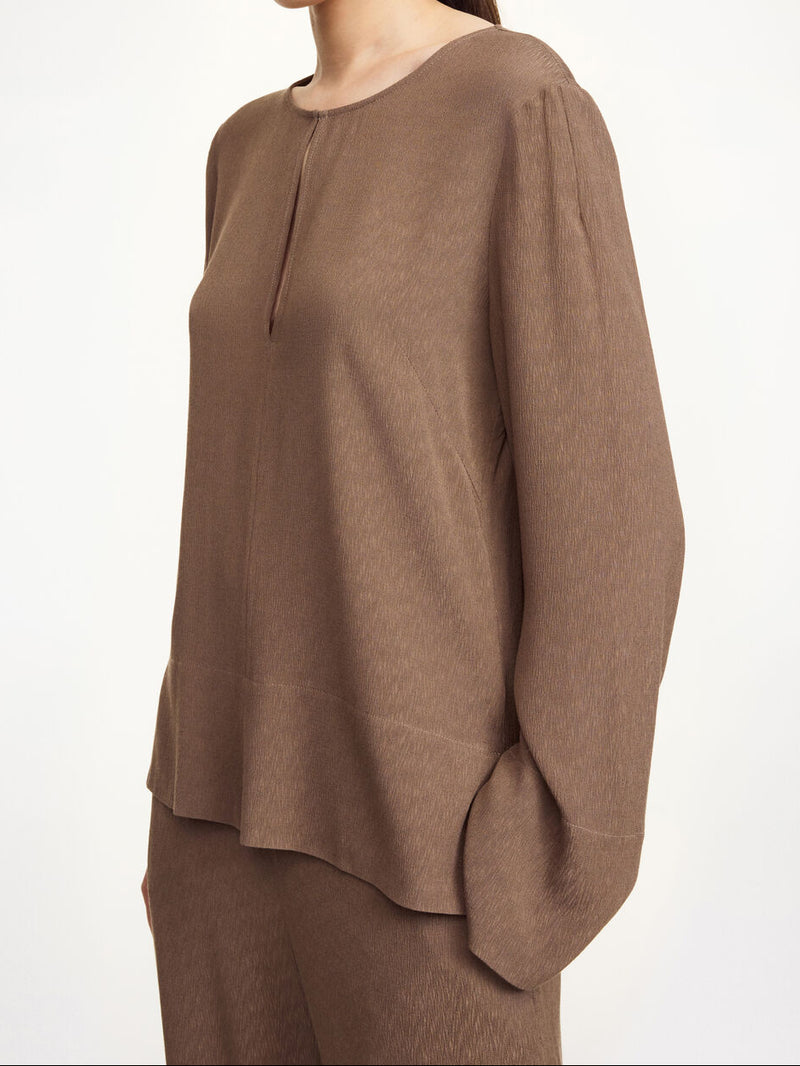 MALUKKA Bluse med lett struktur Brun