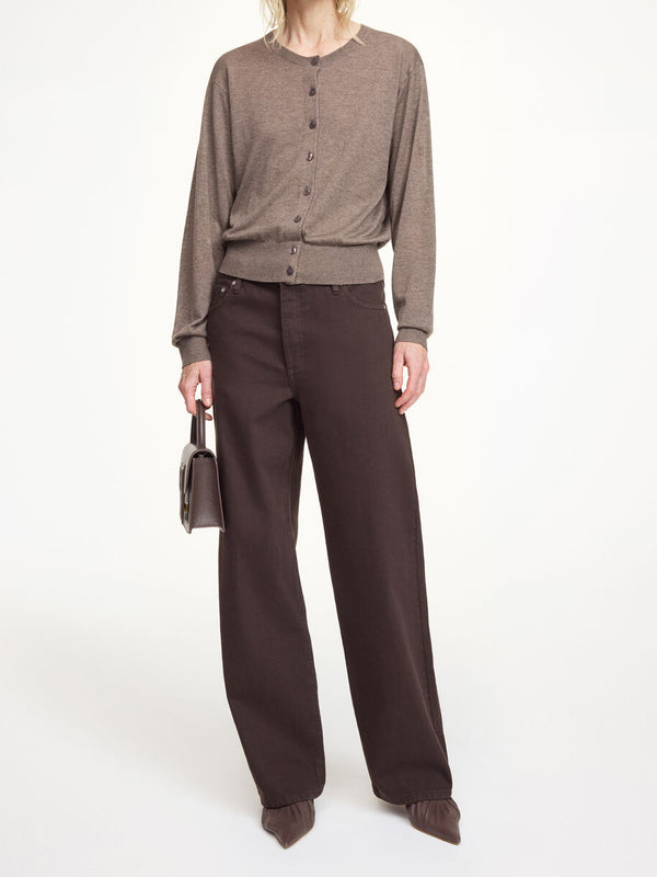 MONTIE Cardigan i ull og silke miks Brun