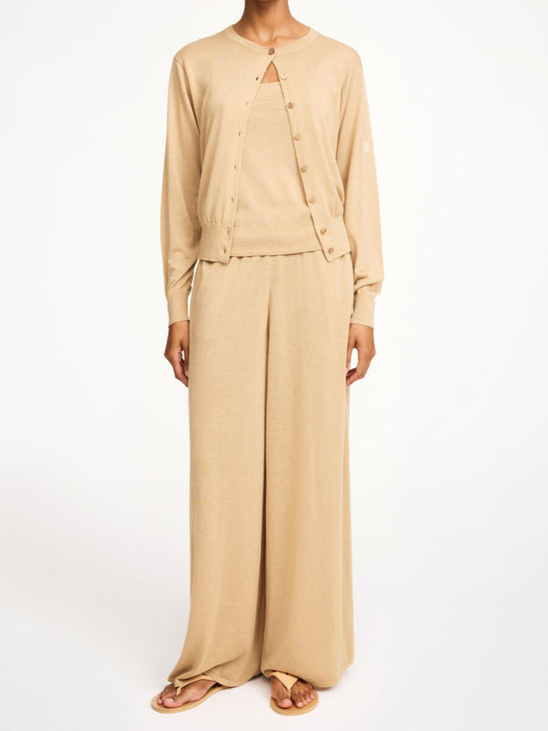 MONTIE Cardigan i ull og silke miks Beige
