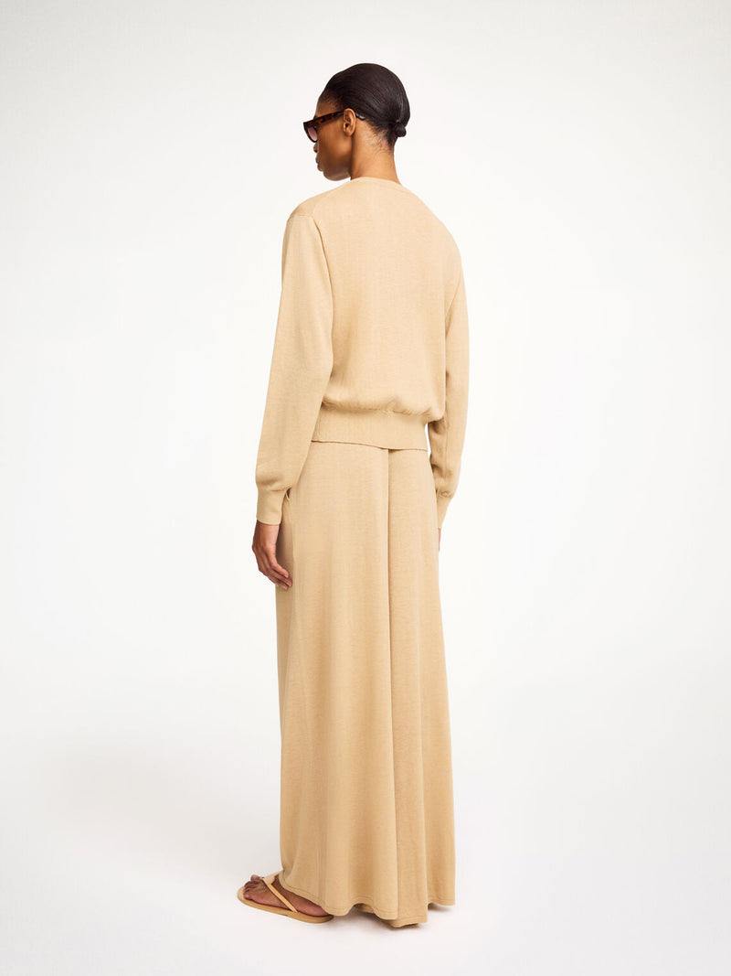 MONTIE Cardigan i ull og silke miks Beige