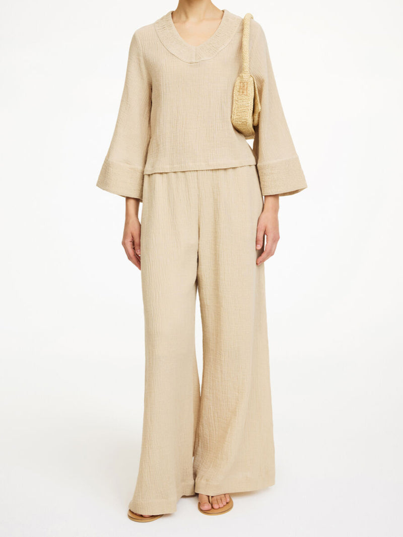 moon, bluse, ramie, bomull, beige, by malene birger