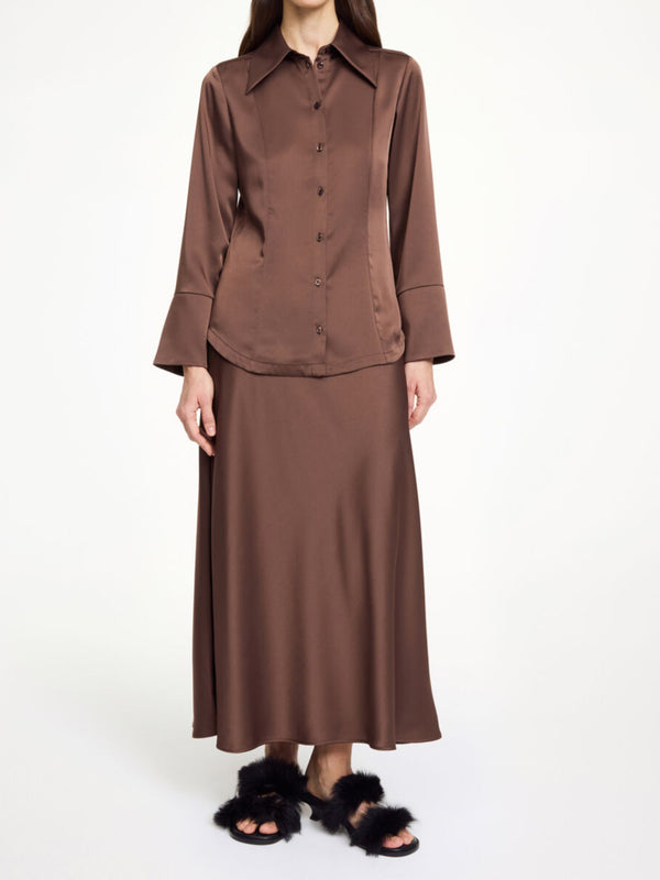 ROSIANNAS Skjorte bluse Mørkebrun