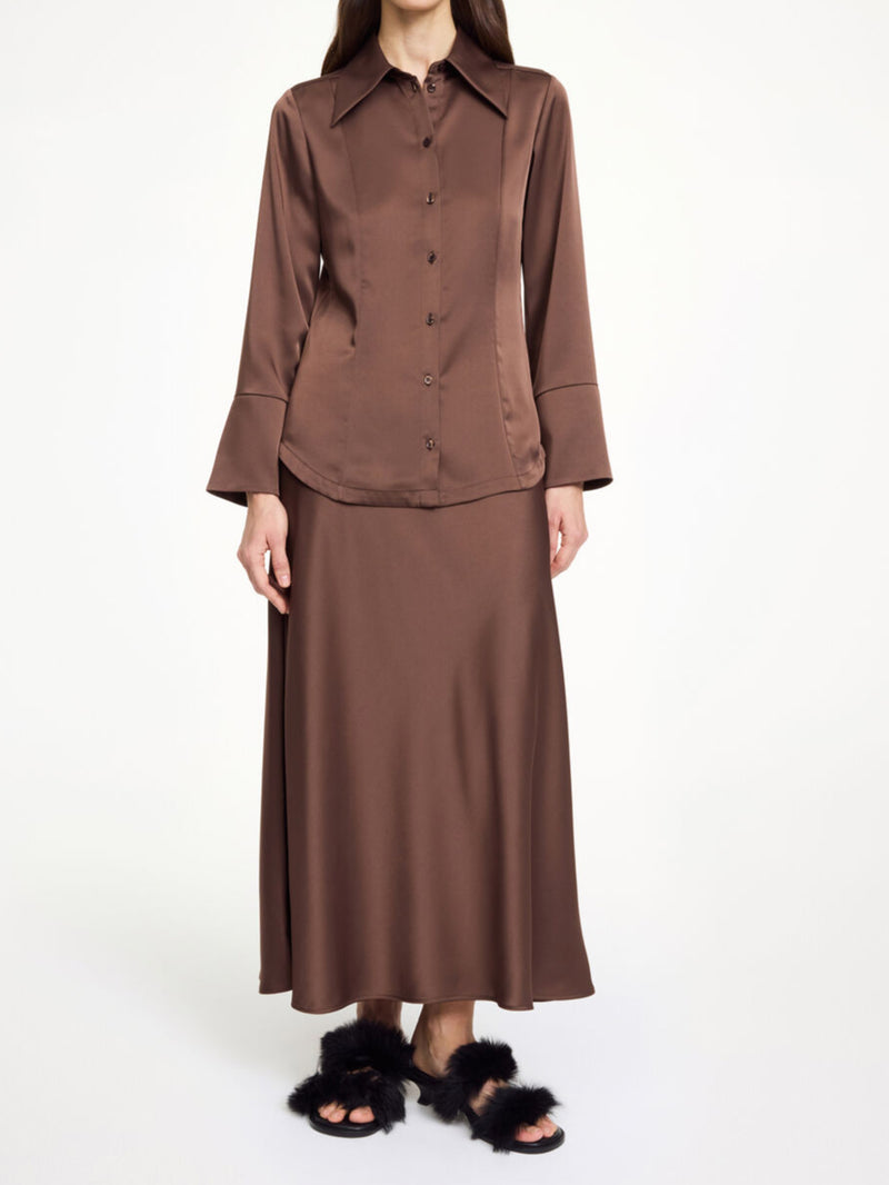 ROSIANNAS Skjorte bluse Mørkebrun