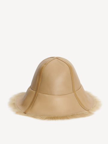 SHEELAN Lammepels og lammeskinns hatt Brun