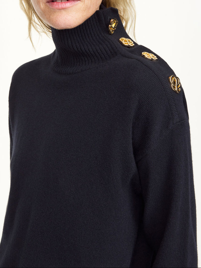 VANILLE Høyhalset genser i 100% ull Sort