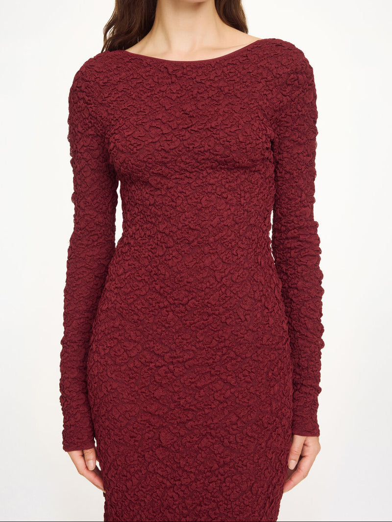 VENUS Lang kjole med struktur Burgunder